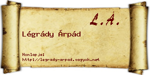 Légrády Árpád névjegykártya